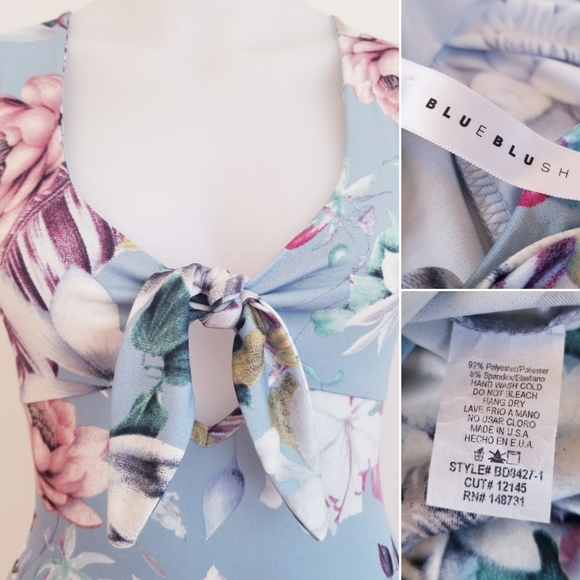 BLUEBLUSH Tie-Front Floral T-Shirt Dress XS - Picture 2 of 3